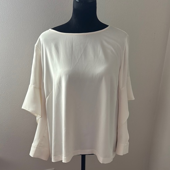 Chico’s Black Label ivory open wide sleeves gold tone hardware cuffs Sz 3 / XL - Picture 1 of 10